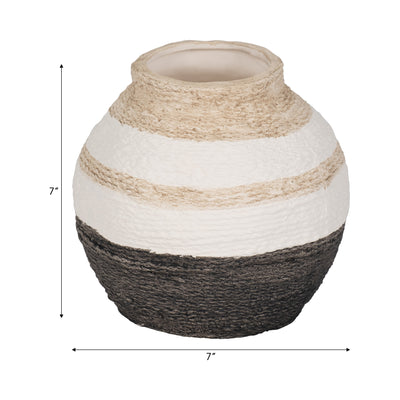 7 Striped Woven Textured Vase, Multi