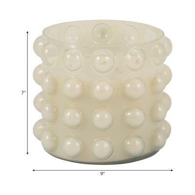 Glass, 9 81 Oz Bubble Candle, Ivory