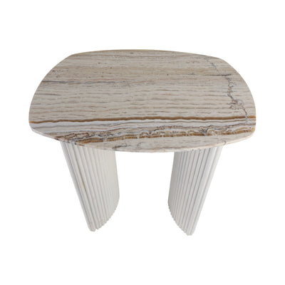 24catalina Travertine&fluted Wood Accent Table/kd