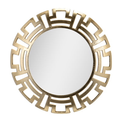 METAL, 24D TRIBAL ROUND MIRROR, GOLD