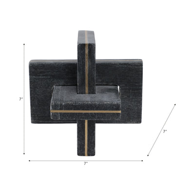 7 Walton Medium Black Marble And Brass Knot