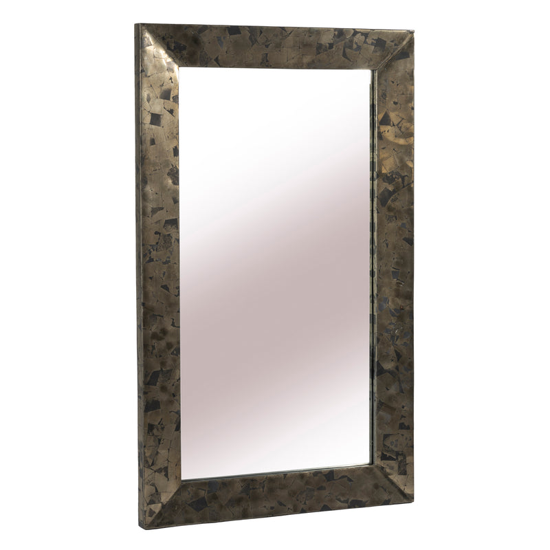 50x30livio Pyrite Semi-prcous Stne&wd Wall Mirror