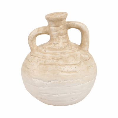 13 Bulbous Terracotta Eared Vase, Ivory