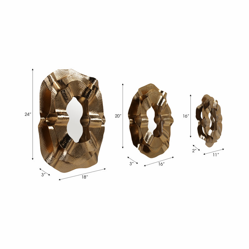 Metal, S/3 17/21/25 Sarasota Gold Mirrors