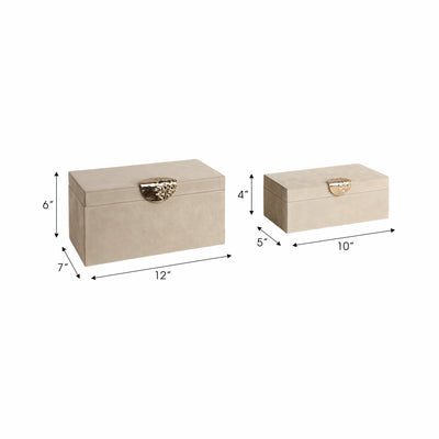 S/2 10/12 Pretoria Suede Boxes W/metak Hardware,