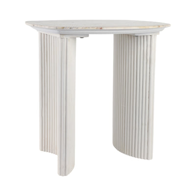 24catalina Travertine&fluted Wood Accent Table/kd