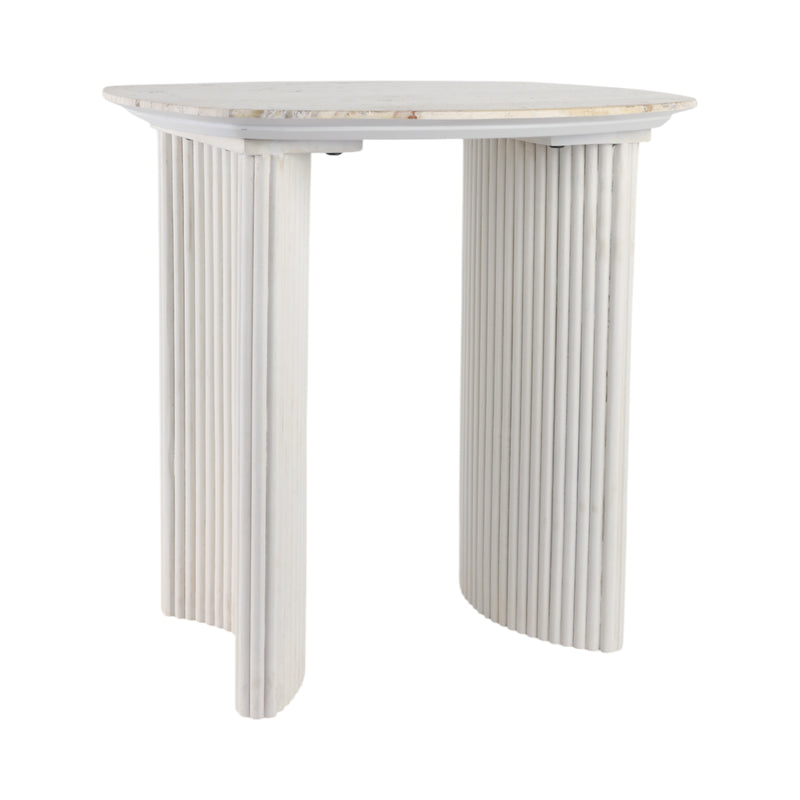 24catalina Travertine&fluted Wood Accent Table/kd