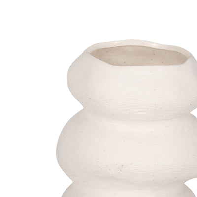 16x8 Hand Scribed Cairn Vase, White