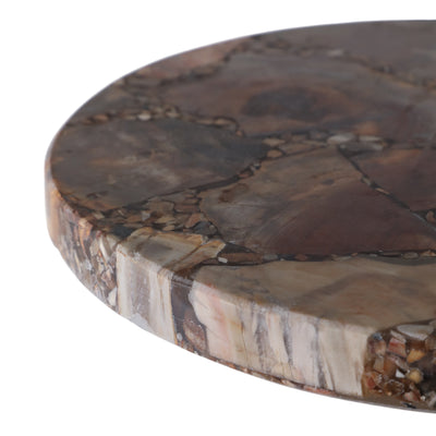 25x10 Petrified Wood Top Drink Table, Brown/gold