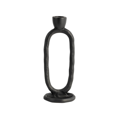 METAL, 7 OPEN OVAL TAPER CANDLEHOLDER, BLACK