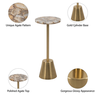 24 AGATE TOP POLISHED EDGE ACCENT TABLE, GOLD