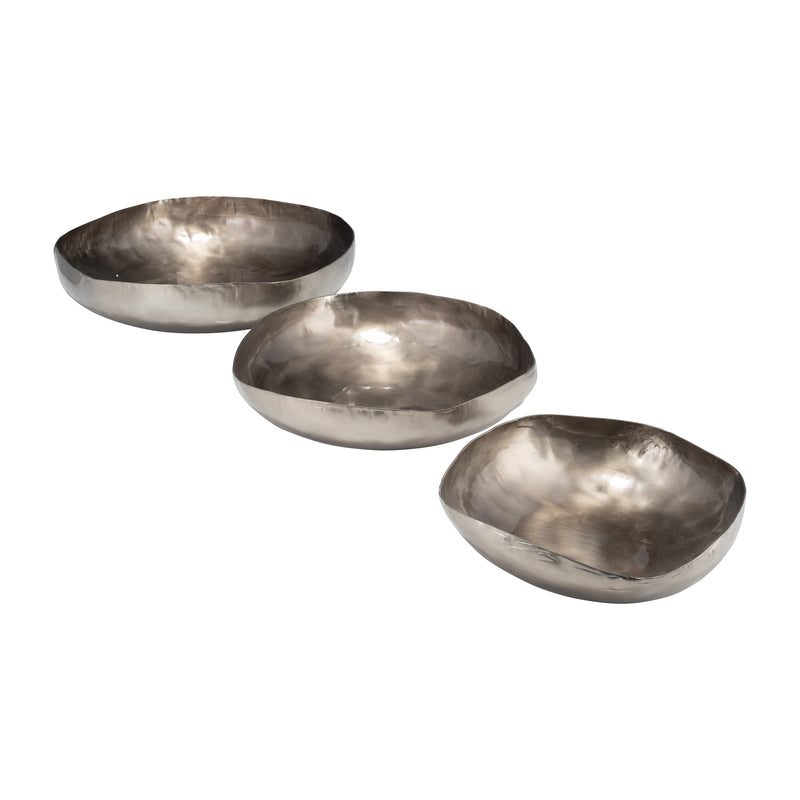 S/3 11/14/17D METAL, ORGANIC SHAPED BOWLS, BRONZE