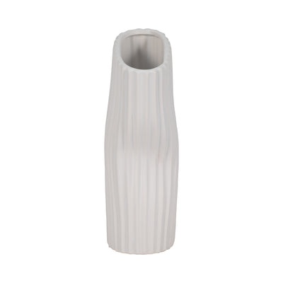 12 Curved Ribbed Vase, White