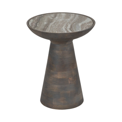 20 Wood Accent Table Baslana Marble Top, Grey