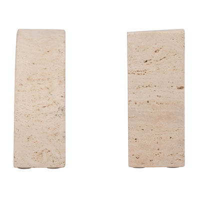 TRAVERTINE, S/2 5 HALF DOME BOOKENDS, TAN