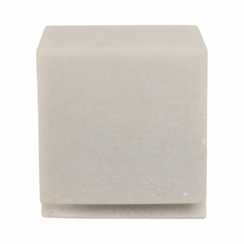 4 Cut Marble Cube, White