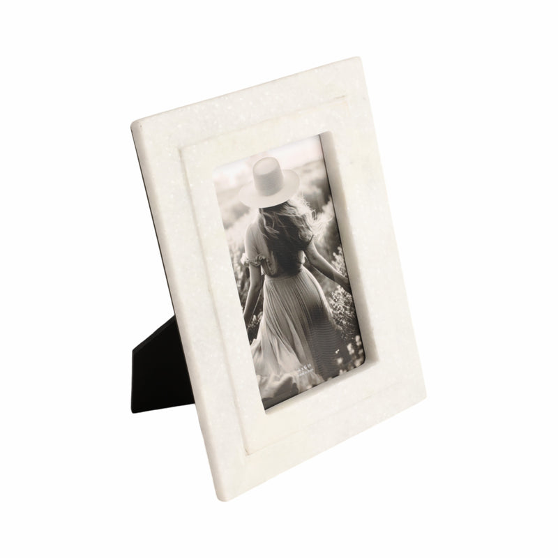 4x6 Marble Border Photo Frame, White