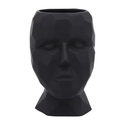 PORCELAIN, 6 DIA FACE VASE, BLACK