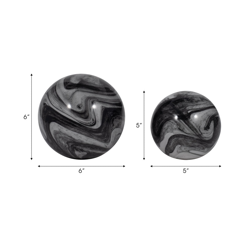 S/2 5/6 KATRINA GRAY SWIRL SPHERES