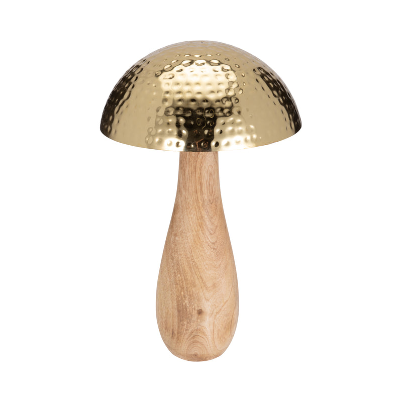 Metal, 20 Mushroom W/ Wood Base, Gold