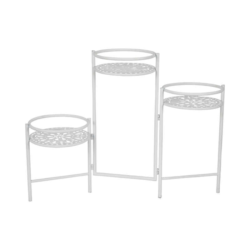 Metal, 22 Folding 3-tier Plant Stand, White