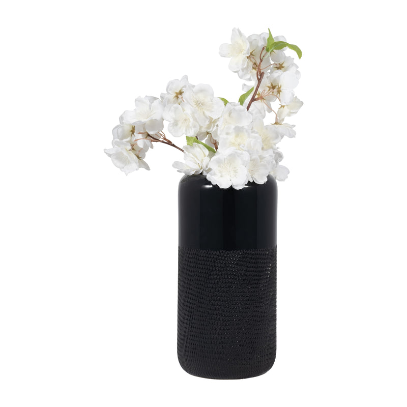 CER, 10H GROOVED VASE, BLACK