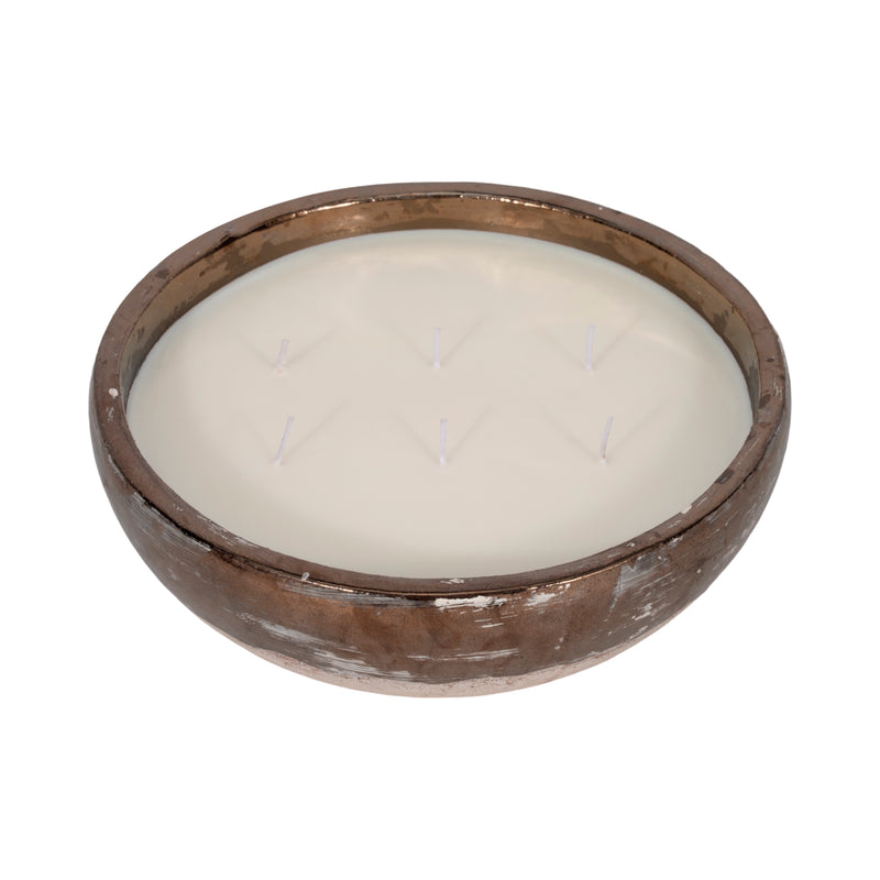 12 57 Oz Pine Bowl Candle, Grey/gold