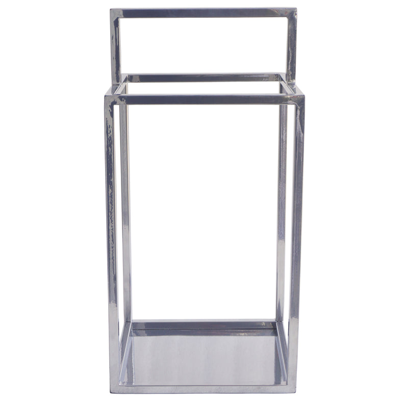 20x10 Squared Lantern With Handle, Silver