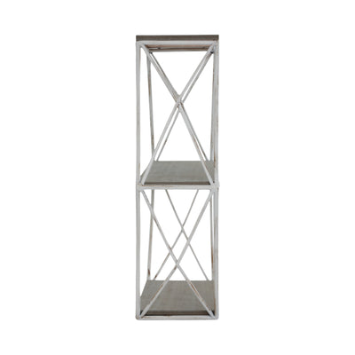 Metal/wood 3 Tier Hexagon Wall Shelf, Gray/white