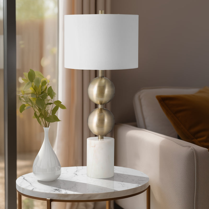 Marble, 30 Stacking Orbs Table Lamp, Gold/white