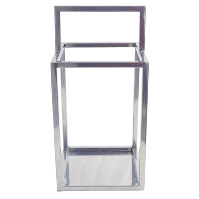 16x8 Squared Lantern With Handle, Silver