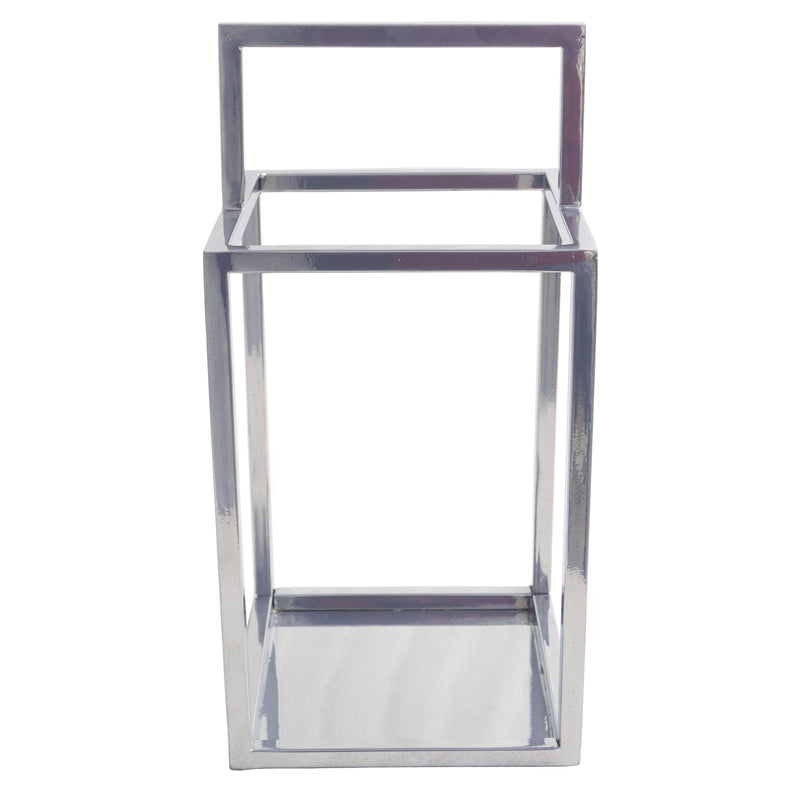 16x8 Squared Lantern With Handle, Silver