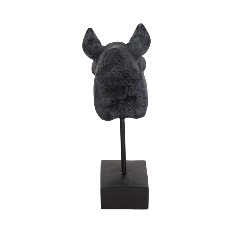 11 Horse Head Sculpture On Stand, Black