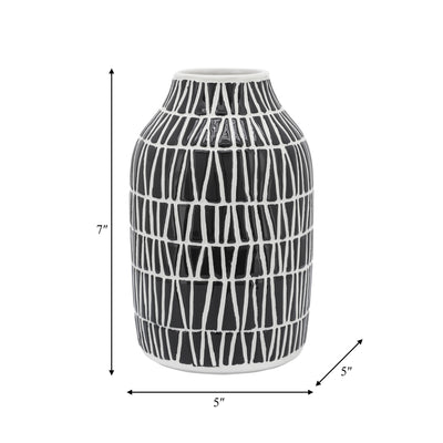 CER, 7 TRIBAL VASE, BLACK