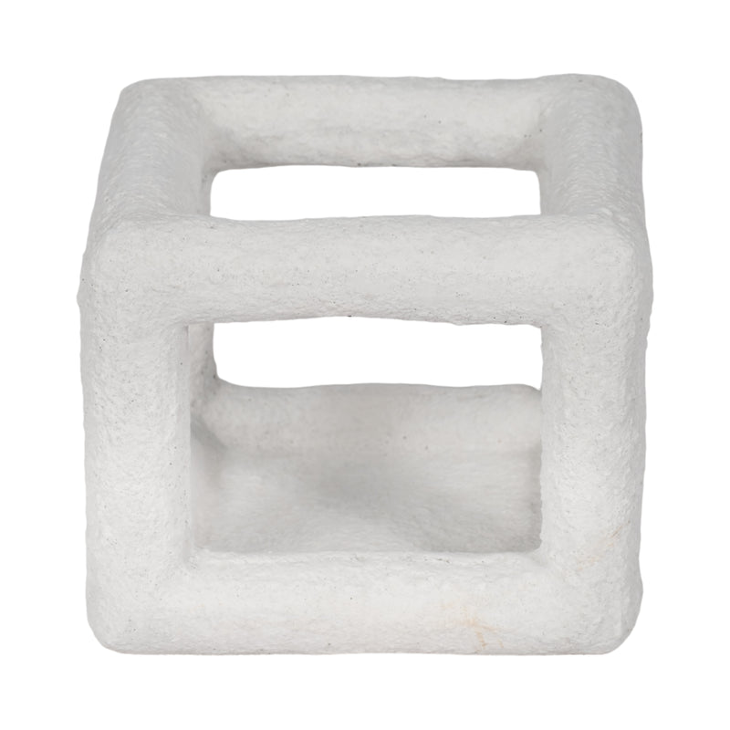 6 Textured Open Square Object, White