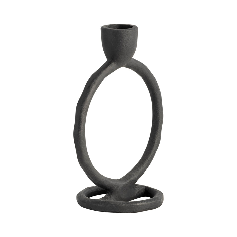 METAL, 6 ROUND RING TAPER CANDLEHOLDER, BLACK