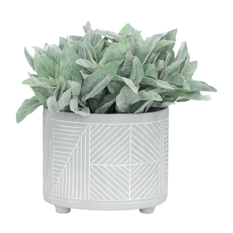 S/2 CERAMIC DIAMOND FOOTED PLANTER 10/12, GRAY