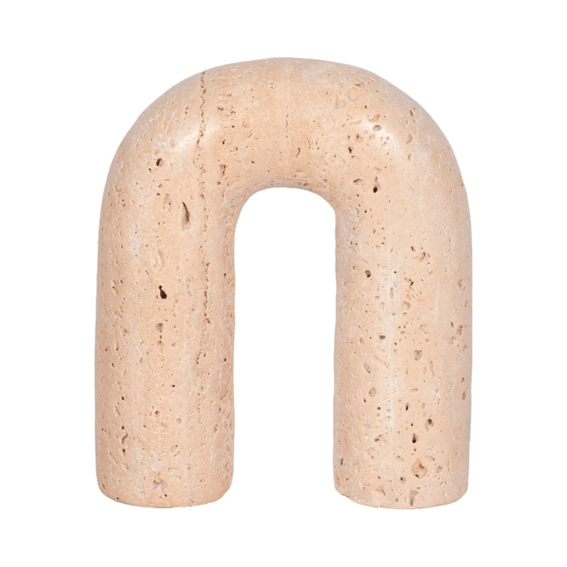 6 Rounded Travertine Arch Object, Tan