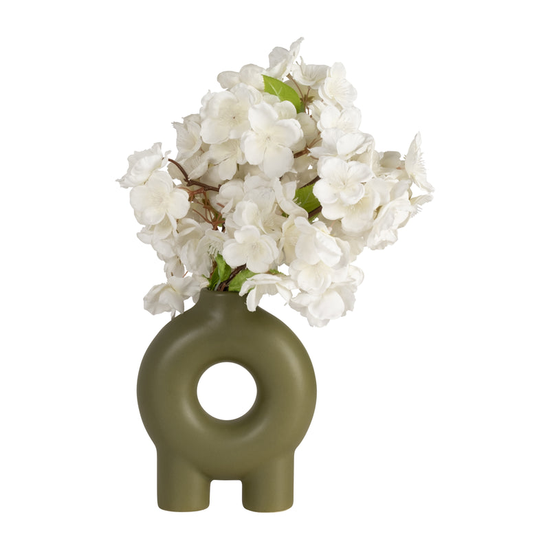 CER,7,DONUT FOOTED VASE,OLIVE