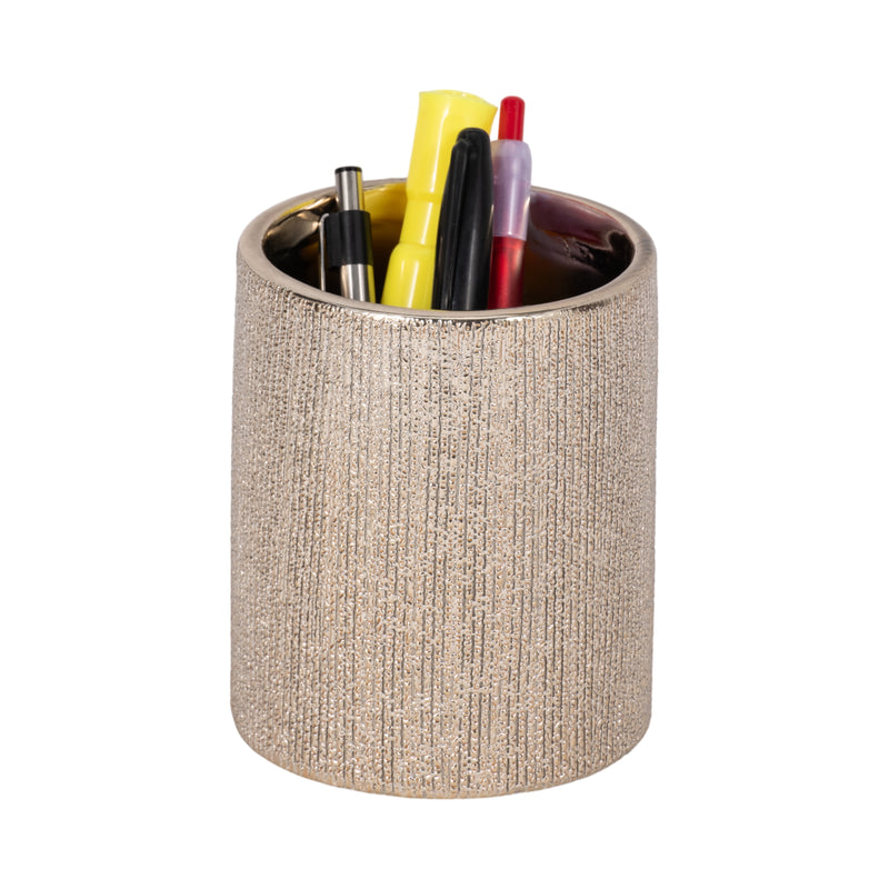 5H BEADED PENCIL HOLDER, CHAMPAGNE