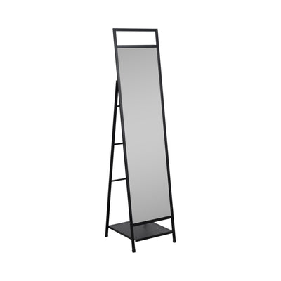 63 Standing Mirror W/ Hooks, Black