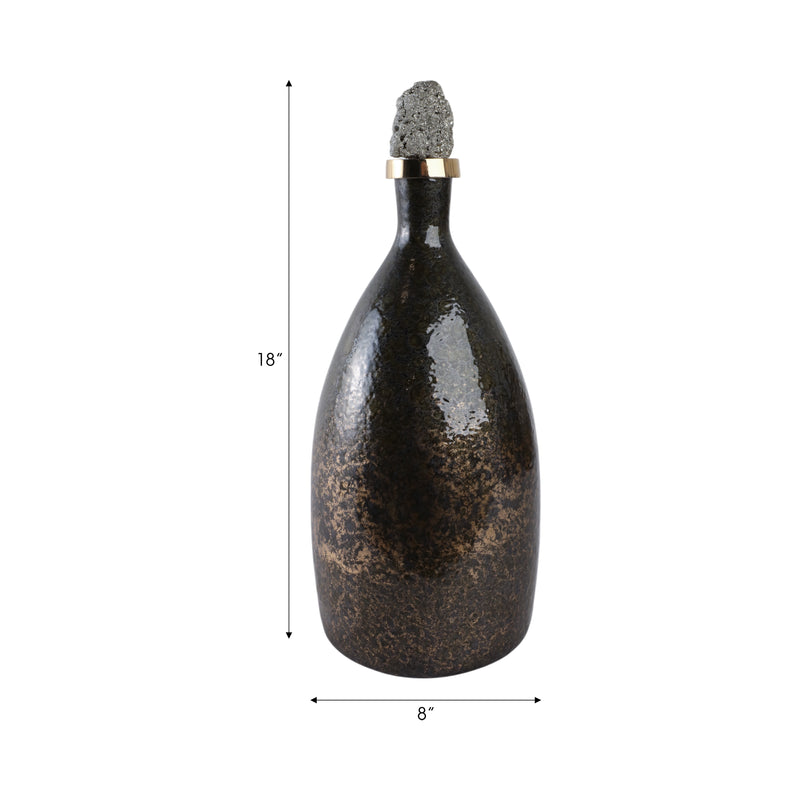 18 Arielle Medium Pyrite Stone And Glass Bottle