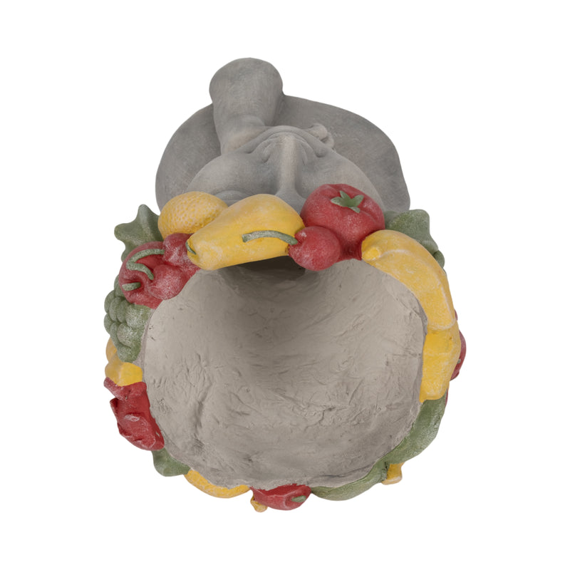 18 Lady With Fruit Planter, Grey/multi