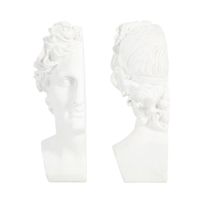 S/2 Resin, 9 Greek Goddess Bookends, White