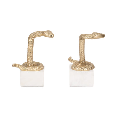 S/2 7 Snake Bookends, Gold