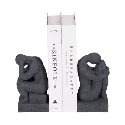 S/2 7 Thinking Man Bookends, Charcoal