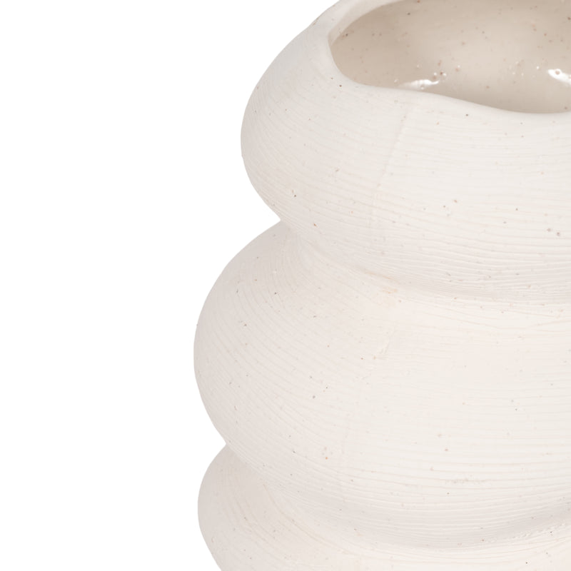 12x7 Hand Scribed Cairn Vase, White