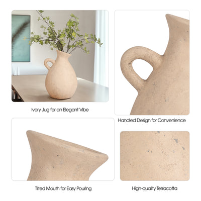 TERRACOTTA, 19 ORGANIC JUG WITH HANDLE, IVORY