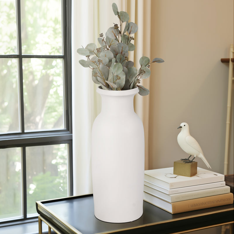 CER, 20H TALL SLIM VASE, WHITE