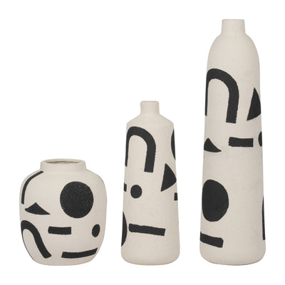 CER, 15 FUNKY VASE, IVORY/BLACK